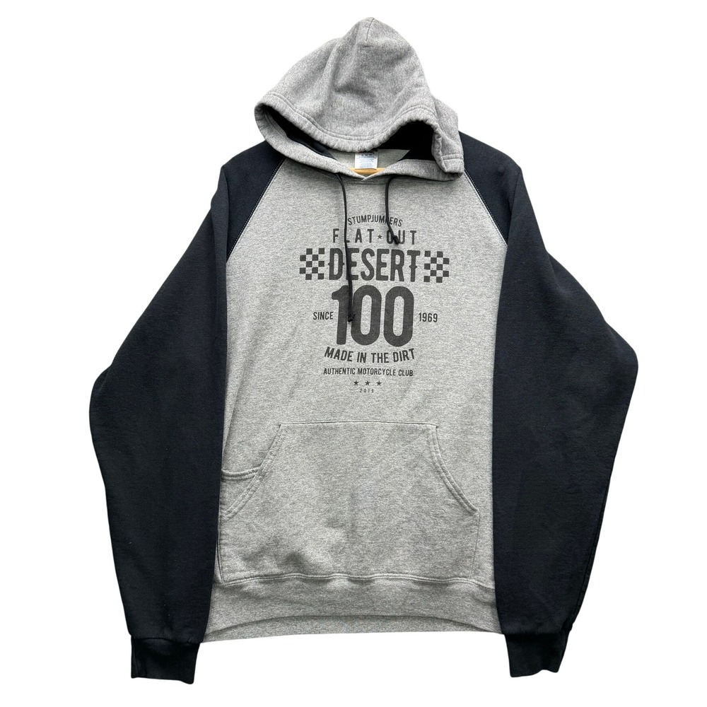 Jerzees NuBlend Hoodie Men's XL Gray Black Graphic Desert 100 Motorcycle Club